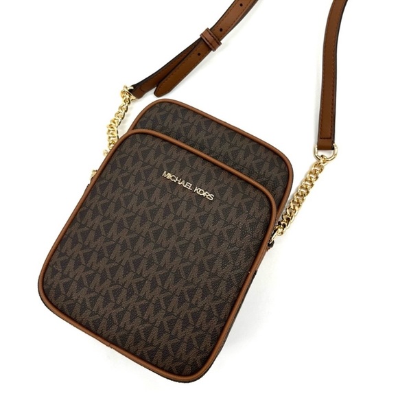 Michael Kors Medium NS Chain Xbody Bag Brown/Gold - Picture 1 of 10